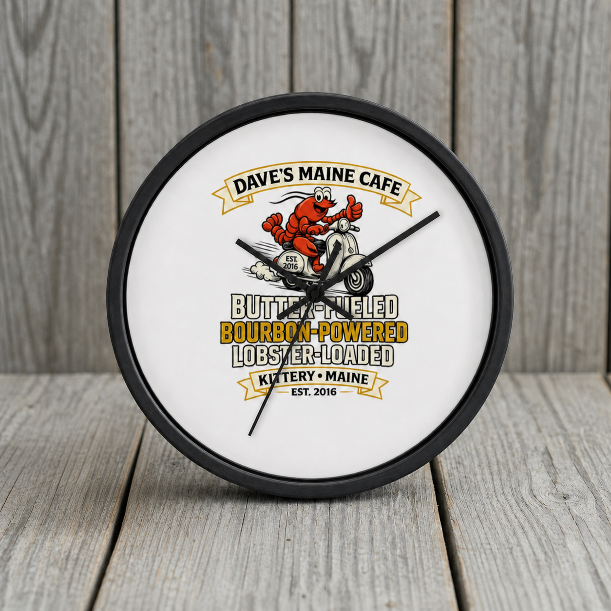 Butter-Fueled Bourbon-Powered — full clock mockup